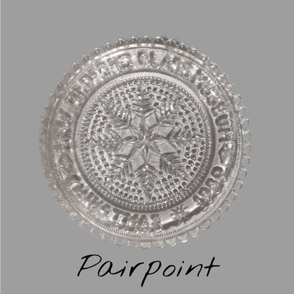 Vtg PAIRPOINT NEW BEDFORD GLASS MUSEUM CHRISTMAS Crystal Pressed Glass Cup Plate